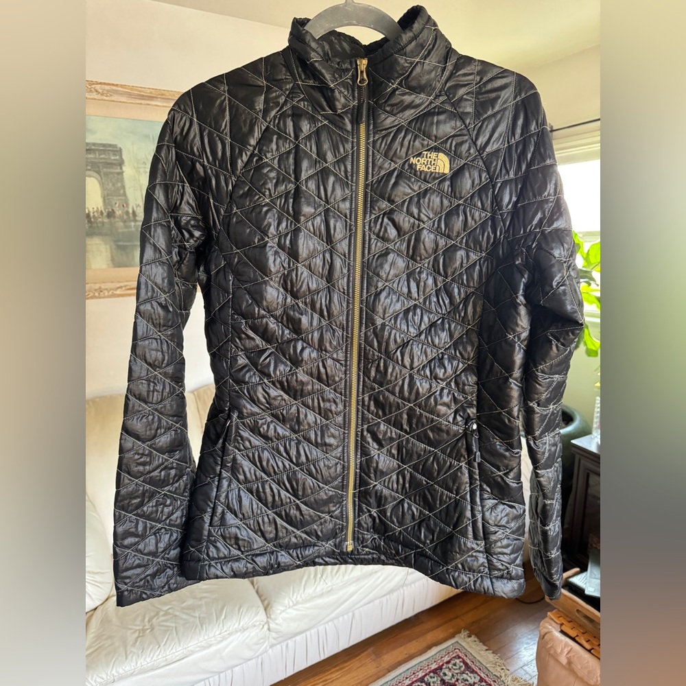 North Face Puffer Jacket (Black & Gold) Size S (womens)